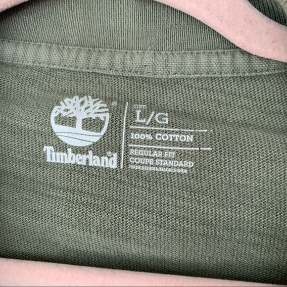 Timberland Men's Polo Shirt Olive Green Short Sleeve Casual Everyday Size Large - Picture 2 of 6